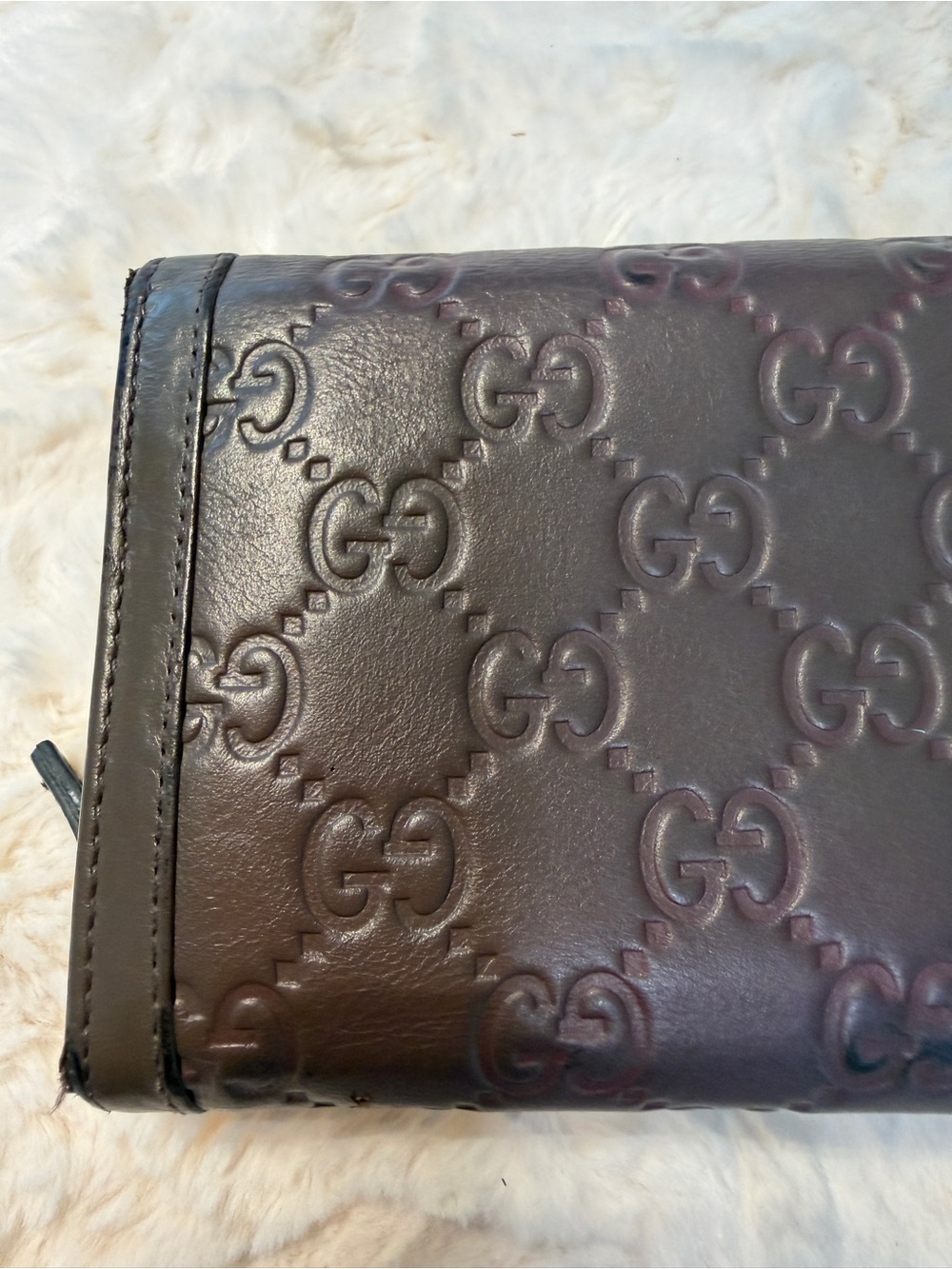 Vintage Gucci Guccissima Taupe Leather Continental Wallet GG Logo Italy - Picture 3 of 16